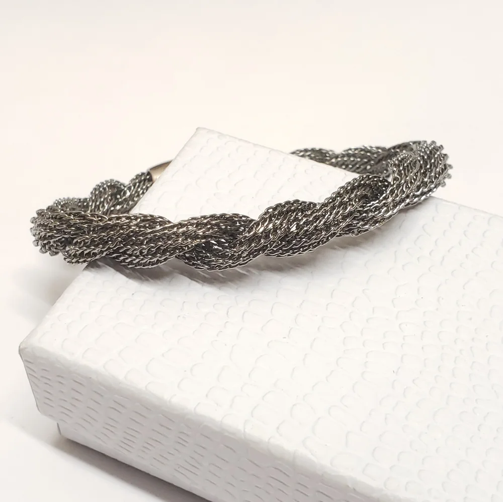 Silver Tone Mesh Twist Bracelet Statement Bracelet